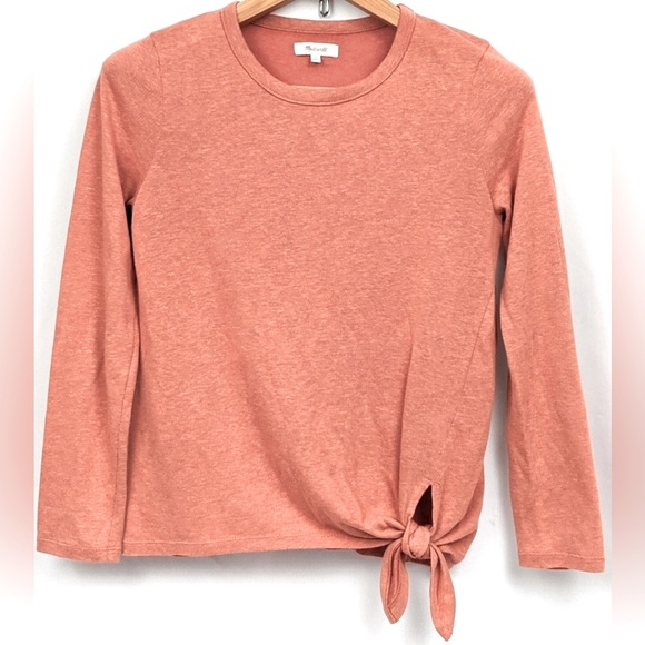 Madewell Soundcheck Long Sleeve Shirt Side Tie Linen Blend Peach
Orange - Picture 2 of 5